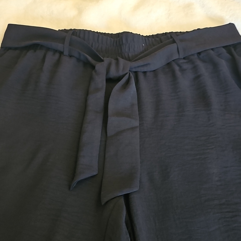 NWT New York Clothing CO Wide Leg Pull On Belted W Tie Petite Large (PL) Navy - Picture 12 of 16